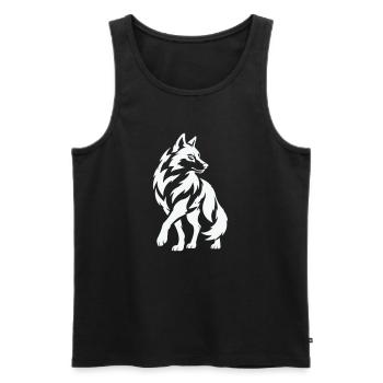 Wolfs Silhouette in Kontrast - Männer Premium Bio Tank Top - Schwarz - Vorne - Michal (187cm)