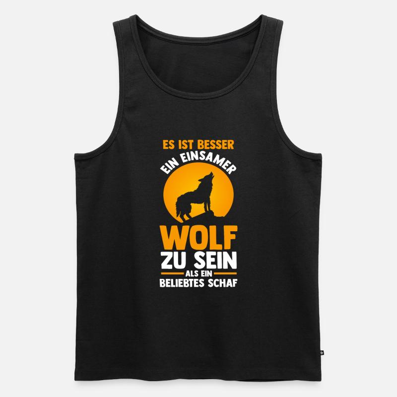 Tier Waldtier Wolf - Männer Premium Bio Tank Top - Schwarz