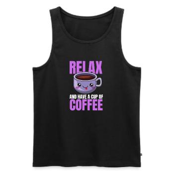 Relaxation Coffee Design - Men's Premium Organic Tank Top - black - Front - AI Model Male 178 light (178cm)
