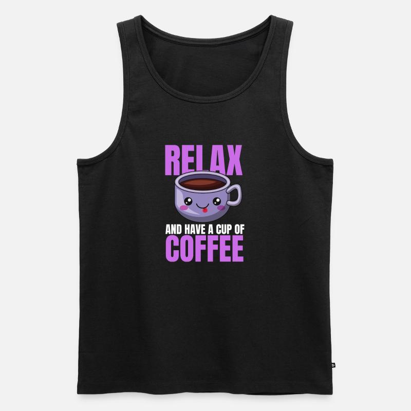 Entspannung Kaffee Design - Männer Premium Bio Tank Top - Schwarz