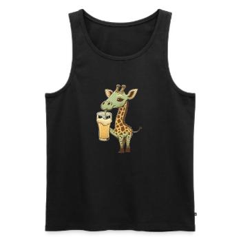 Cute giraffe drinking a glass of beer - Men's Premium Organic Tank Top - black - Front - Michal (187cm)