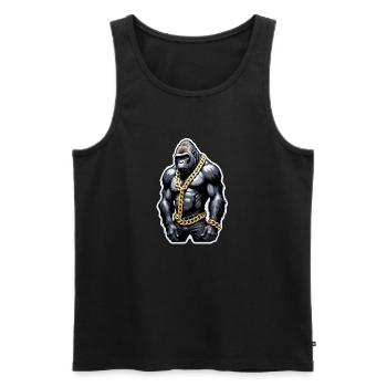 Gorilla mit Goldkette - Männer Premium Bio Tank Top - Schwarz - Vorne - AI Model Male 178 light (178cm)