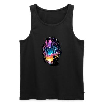Silhouette / Forest / Portrait / Trees / Person - Men's Premium Organic Tank Top - black - Front - Michal (187cm)