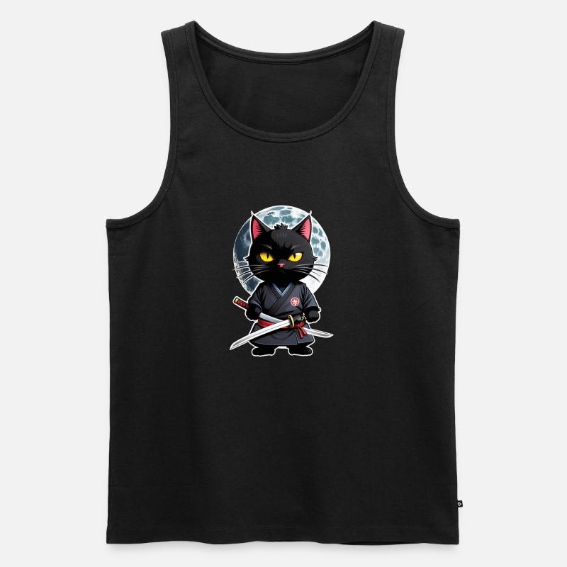 Ninja Cat - Samurai Kitten - Men's Premium Organic Tank Top - black