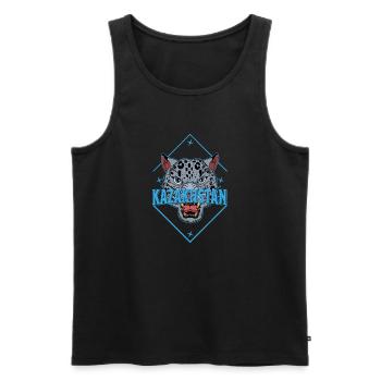 Kasachstan Souvenir Herkunft Schneeleopard - Männer Premium Bio Tank Top - Schwarz - Vorne - Michal (187cm)
