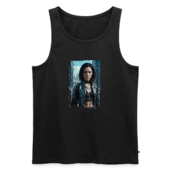 Porträt eines Sci-Fi-Cyberpunk-Mädchens - Männer Premium Bio Tank Top - Schwarz - Vorne - AI Model Male 178 light (178cm)