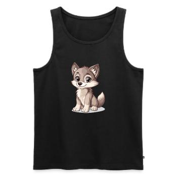 kleiner süßer Wolf - Männer Premium Bio Tank Top - Schwarz - Vorne - AI Model Male 178 light (178cm)