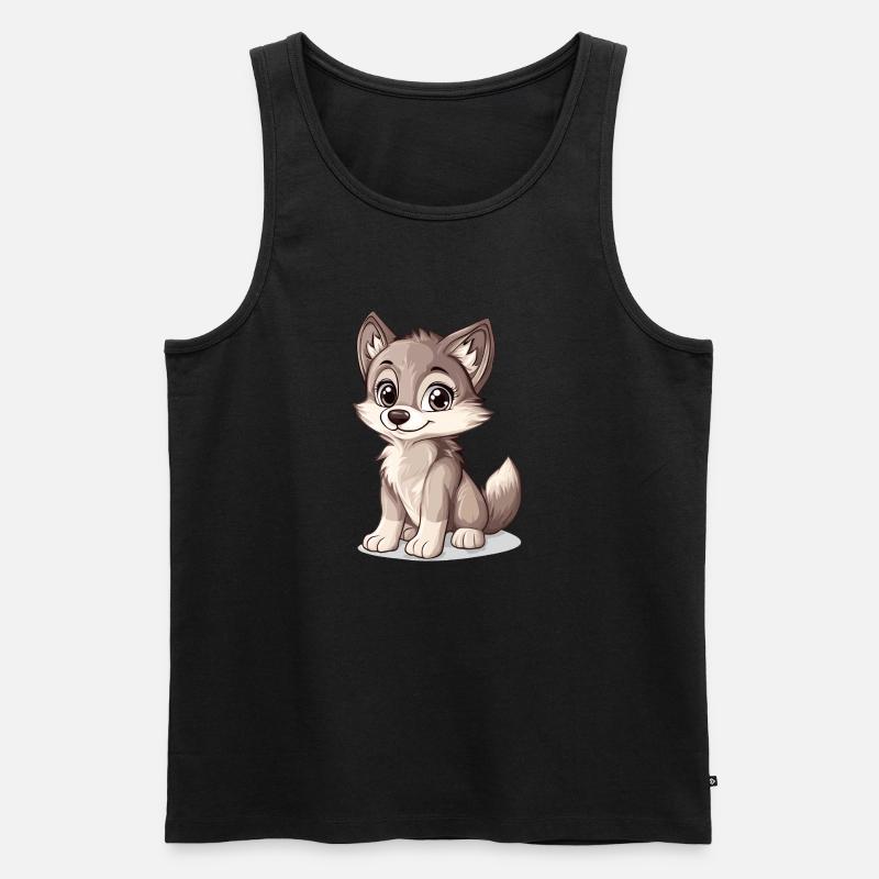 kleiner süßer Wolf - Männer Premium Bio Tank Top - Schwarz
