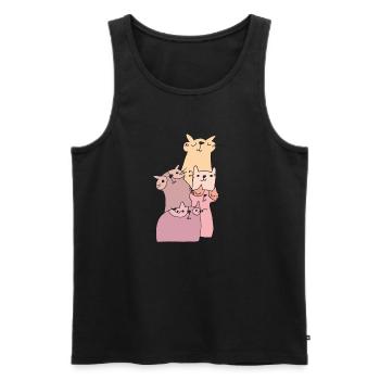 katzen treffen rosa - Männer Premium Bio Tank Top - Schwarz - Vorne - AI Model Male 178 light (178cm)