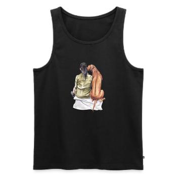Immer an meiner Seite - Männer Premium Bio Tank Top - Schwarz - Vorne - Michal (187cm)