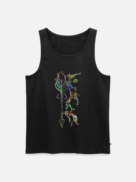 Kokopelli Musician Acrobats - Boho Feather 2 - Débardeur bio Premium Homme - noir
