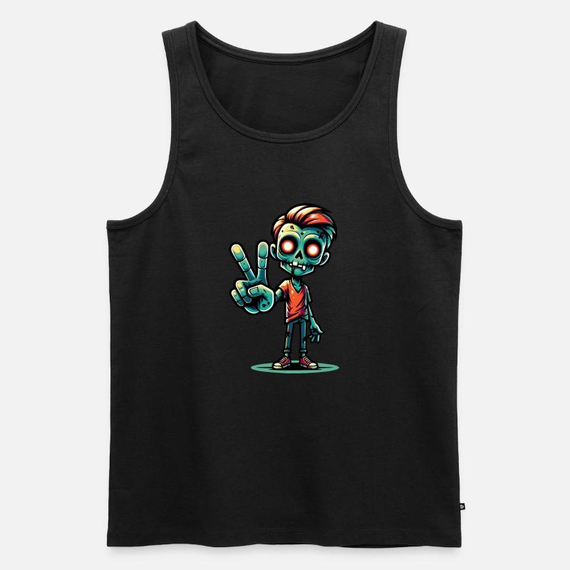 Zombie Peacezeichen - Männer Premium Bio Tank Top - Schwarz