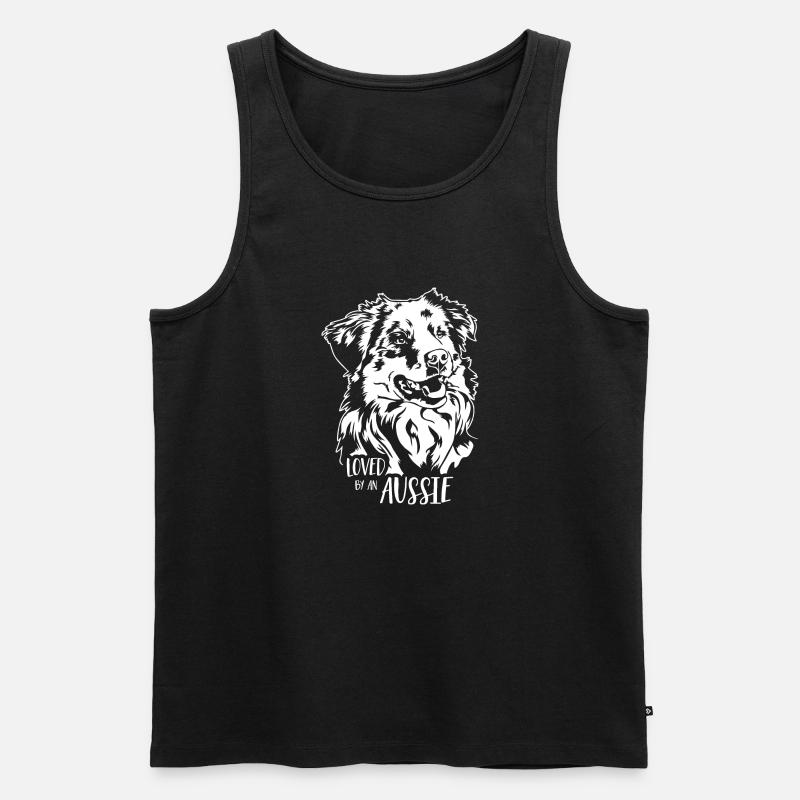 Australian Shepherd loved by an Aussie Wilsigns - Männer Premium Bio Tank Top - Schwarz
