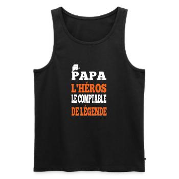 Papa l'héros le comptable de légende t-shirt - Débardeur bio Premium Homme - noir - Devant - Michal (187cm)