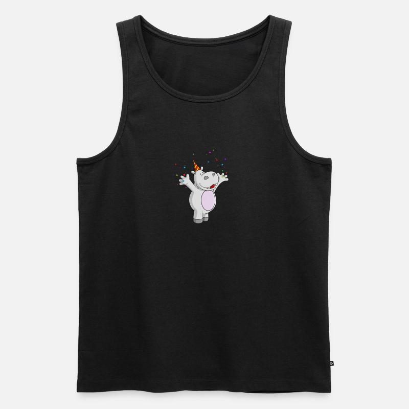 Party Nilpferd Comic - Männer Premium Bio Tank Top - Schwarz