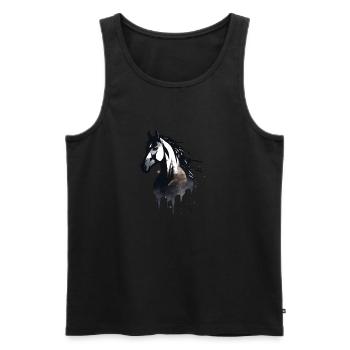 Pferdportrait in Wasserfarben - Männer Premium Bio Tank Top - Schwarz - Vorne - AI Model Male 178 light (178cm)