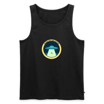 Alien On Vacay - Men's Premium Organic Tank Top - black - Front - AI Model Male 178 light (178cm)