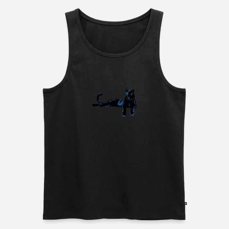 Schwarzer Panther - liegend - Männer Premium Bio Tank Top - Schwarz