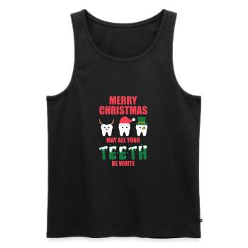 Joyeux Noël peut toutes vos dents dentaires blanches - Débardeur bio Premium Homme - noir - Devant - AI Model Male 178 light (178cm)