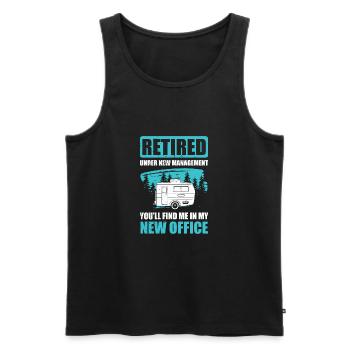 Camping Funny RV New Office Retired Camp Quote - Men's Premium Organic Tank Top - black - Front - AI Model Male 178 light (178cm)