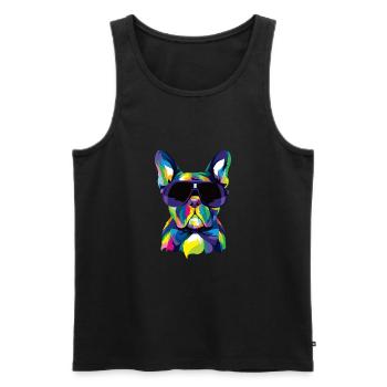 Pop Art Französische Bulldogge Süßes Geschenk Pelz Mama Hund Papa - Männer Premium Bio Tank Top - Schwarz - Vorne - AI Model Male 178 light (178cm)