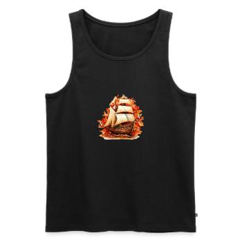 Autumn sailing: sailing ship through colorful foliage - Men's Premium Organic Tank Top - black - Front - Michal (187cm)