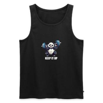 Keep It Up, Panda with Dumbbell Fitness and Bodybuild - Men's Premium Organic Tank Top - black - Front - Michal (187cm)