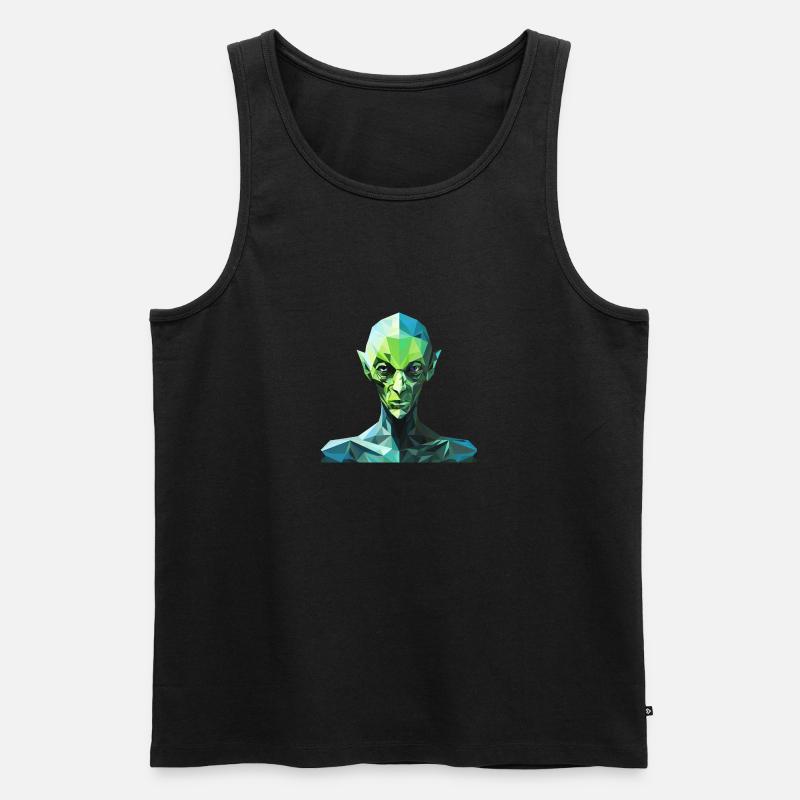 Alien im Polygon-Stil - Männer Premium Bio Tank Top - Schwarz
