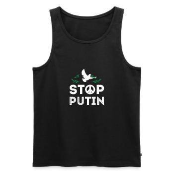 Stop Putin and the war in Ukraine - Men's Premium Organic Tank Top - black - Front - AI Model Male 178 light (178cm)