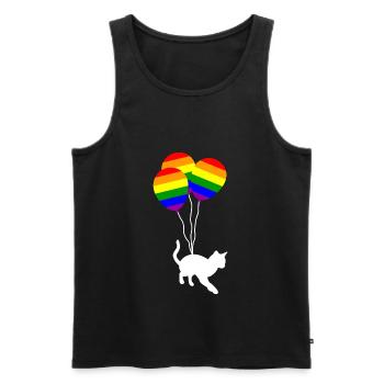 Pride Katze - LGBTQIA+ für Katzenliebhaber - Männer Premium Bio Tank Top - Schwarz - Vorne - AI Model Male 178 light (178cm)