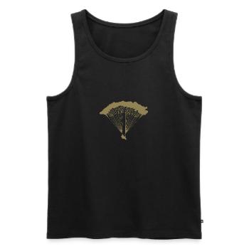 Parachutiste en silhouette nuageuse - Débardeur bio Premium Homme - noir - Devant - Michal (187cm)