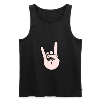 Heavy Metal Gruß Pommesgabel - Männer Premium Bio Tank Top - Schwarz - Vorne - AI Model Male 178 light (178cm)