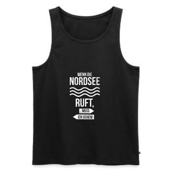 Wenn die Nordsee ruft, ... muss ich gehen! Norden - Männer Premium Bio Tank Top - Schwarz - Vorne - Michal (187cm)