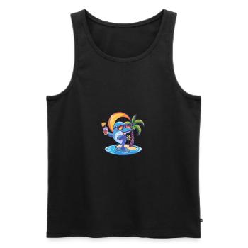 Vacances d’été avec les dauphins - Débardeur bio Premium Homme - noir - Devant - Michal (187cm)