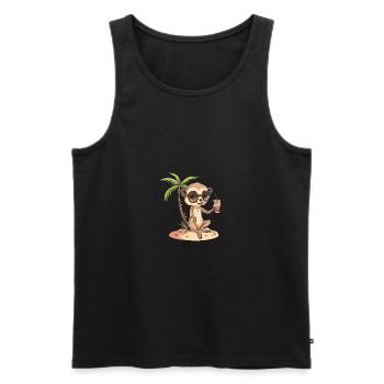 Vacances d’été de suricate - Débardeur bio Premium Homme - noir - Devant - Michal (187cm)