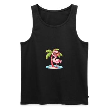 Palmier d’été de l’île Flamingo - Débardeur bio Premium Homme - noir - Devant - Michal (187cm)
