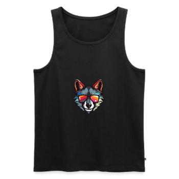 Wolf Kopf Cool - Männer Premium Bio Tank Top - Schwarz - Vorne - AI Model Male 178 light (178cm)