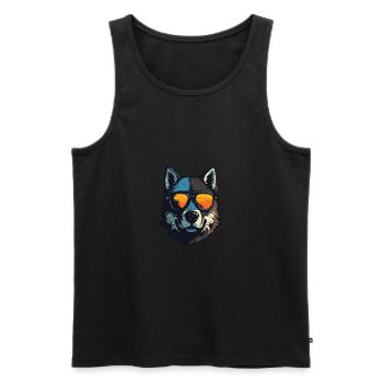 Fête Akita Dog Cool Head - Débardeur bio Premium Homme - noir - Devant - Michal (187cm)