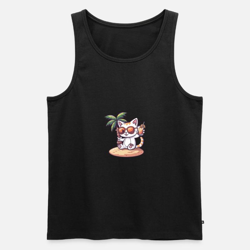 Katze Sommer Strand Comic - Männer Premium Bio Tank Top - undefined