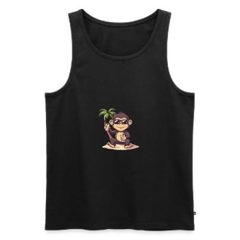 Monkey Summer Beach Comic - Men's Premium Organic Tank Top - black - Front - AI Model Male 178 light (178cm)