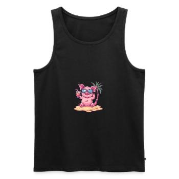 Cochon d’été plage bande dessinée - Débardeur bio Premium Homme - noir - Devant - Michal (187cm)