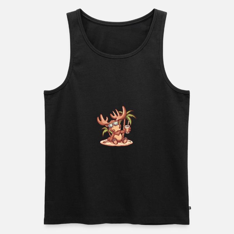 Elch Sommer Strand Comic - Männer Premium Bio Tank Top - undefined