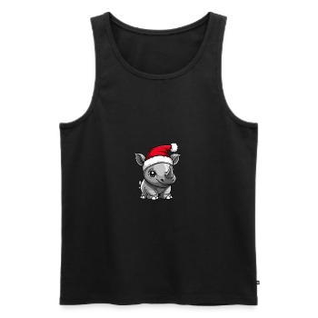 Rhinocéros Noël mignon - Débardeur bio Premium Homme - noir - Devant - Michal (187cm)