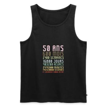 Anniversaire 50 ans homme ou femme, idée cadeau - Débardeur bio Premium Homme - noir - Devant - Michal (187cm)