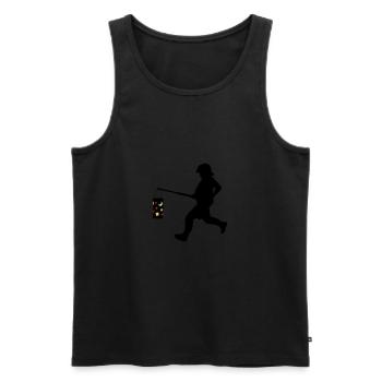 Policier avec lanterne - Riotcop Banksy Style Vecteur - Débardeur bio Premium Homme - noir - Devant - AI Model Male 178 light (178cm)