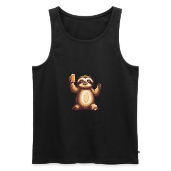 Faultier Bier Pixel - Männer Premium Bio Tank Top - Schwarz - Vorne - Michal (187cm)