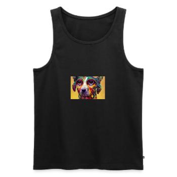 Psychedelic Dog - Men's Premium Organic Tank Top - black - Front - AI Model Male 178 light (178cm)