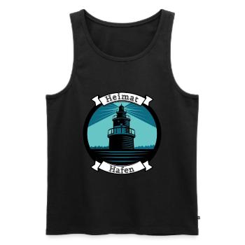 Heimathafen Leuchtturm - ImNordenVerankert - Männer Premium Bio Tank Top - Schwarz - Vorne - Michal (187cm)
