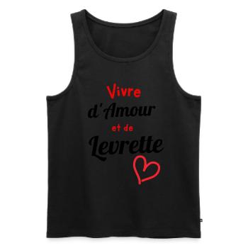 T-shirt vivre d'amour et de levrette cadeau - Débardeur bio Premium Homme - noir - Devant - AI Model Male 178 light (178cm)