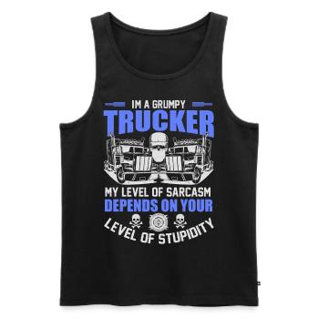 Mürrischer LKW Fahrer Trucker Spedition Geschenk - Männer Premium Bio Tank Top - Schwarz - Vorne - AI Model Male 178 light (178cm)